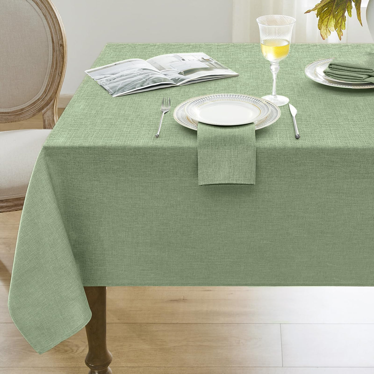 Softalker Faux Linen Round Fall Tablecloth 70 Inch, Autumn Table Cloth with Pumpkin & Maple Leaves, Orange Circle Table Cover Water Resistant for Outdoor, Thanksgiving, Kitchen-Harvest Themed