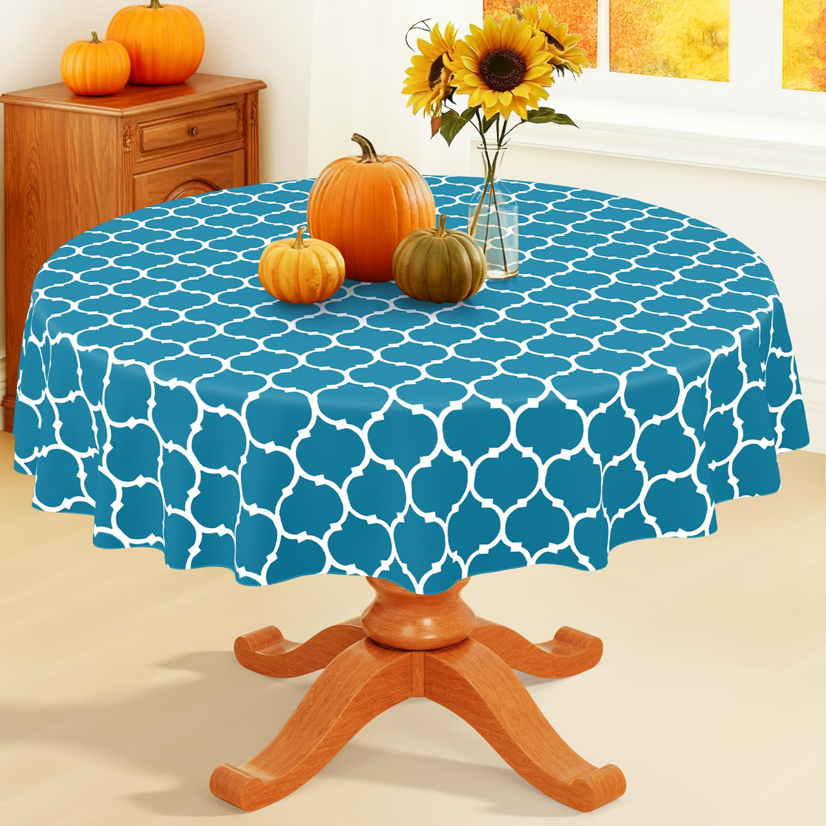 Smiry Rectangle Table Cloth, Flannel Backed Vinyl Tablecloth, 60"x84"