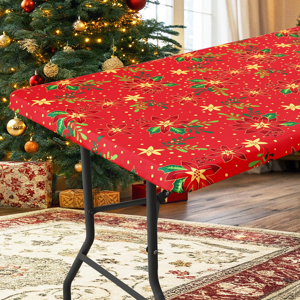 homing Rectangle Table Cloth Cover 6 Foot Black Elastic Fitted Tablecloth