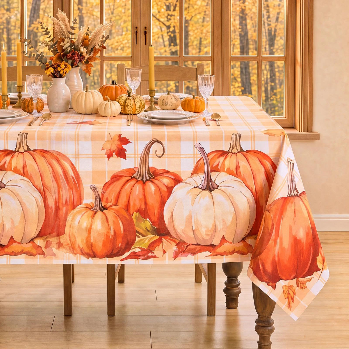 Romanstile Gingham Vinyl Tablecloth, Rectangle 54 x 78, Light Blue