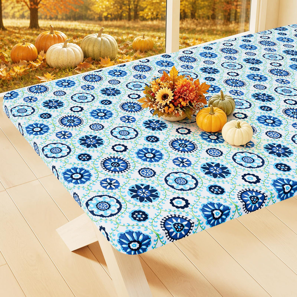 Smiry Rectangle Table Cloth, Waterproof Plastic Table Cover for 6FT Tables