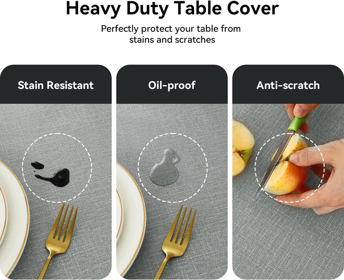 Romanstile Waterproof Vinyl Tablecloth Rectangle, 54 x 78 Inch, Light Grey
