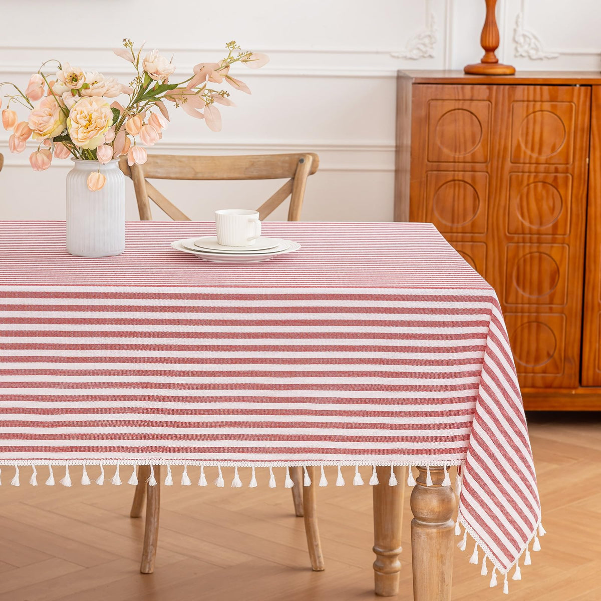 JIALE Ivory Tablecloths Rectangular 55 x 75 Inch, Linen Look