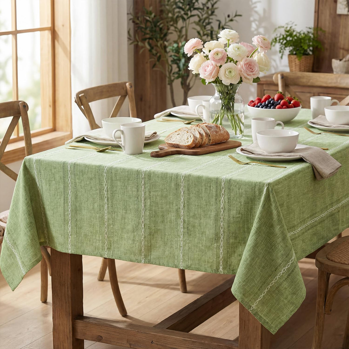 Horaldaily Blue Rectangular Tablecloth, 60×84 Inch, Farmhouse Decor