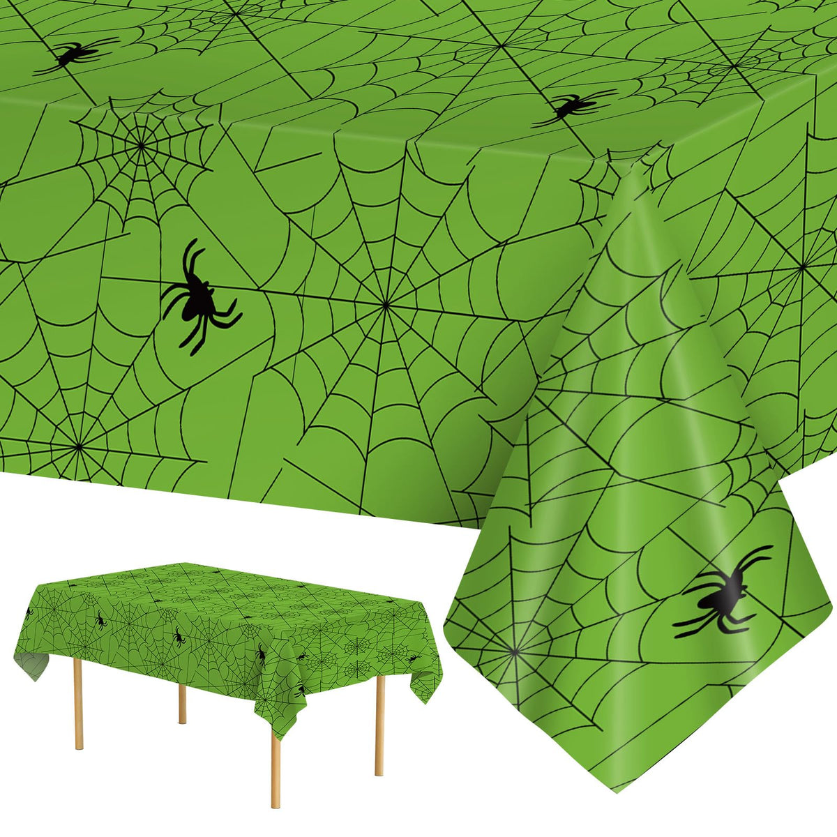 2 Pcs Halloween Tablecloth - Plastic Halloweens Spider Webs Table Cloth, Black Disposable Rectangle Spiderweb Table Cover for Halloween Party Decorations Supplies Favors Tables Decor, 108 x 54 Inch