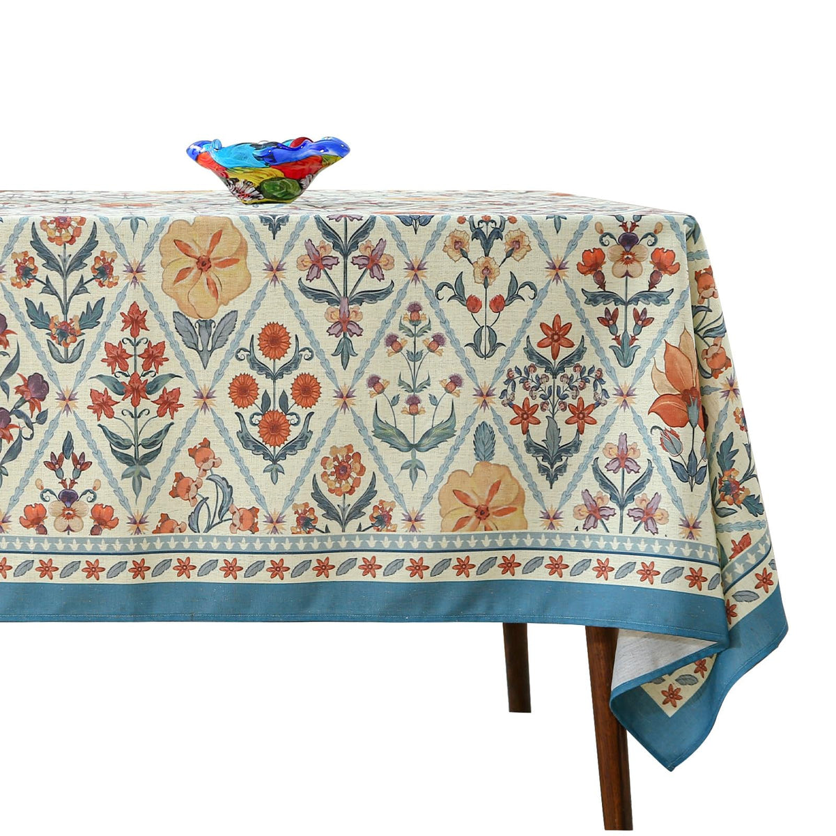 ISAENNE Designer Vintage Square Large Floral Tablecloth,67"x67"