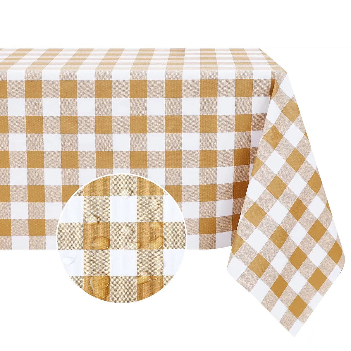 Romanstile Gingham Vinyl Tablecloth, Rectangle 54 x 78, Light Blue