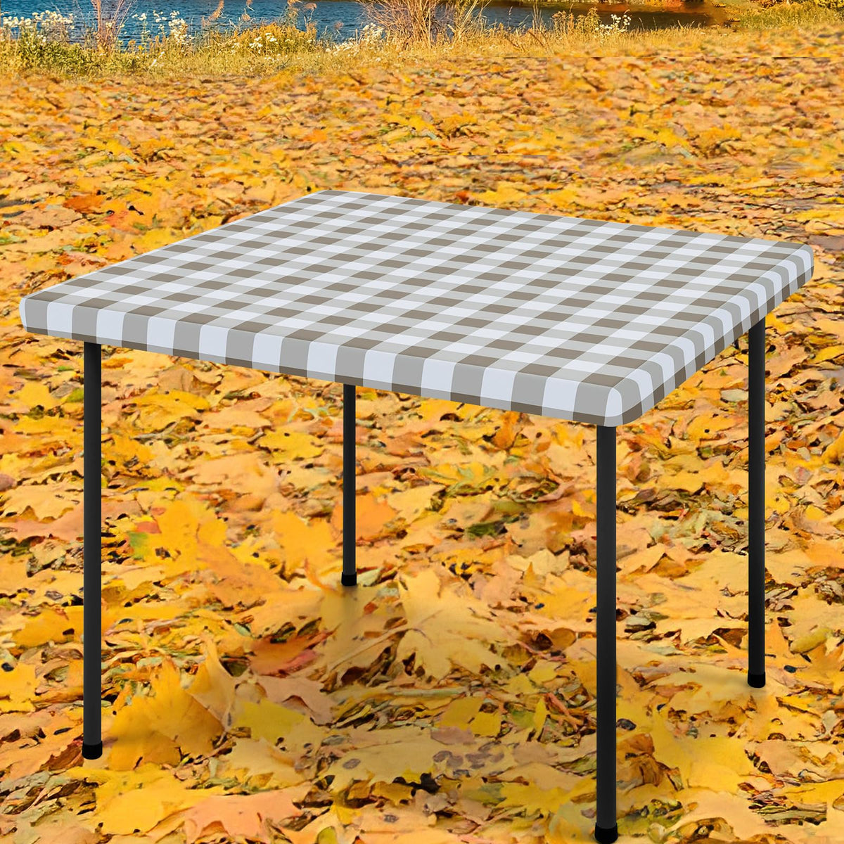 Smiry 6 Foot Picnic Table Cloth, Flannel Backed Fitted Vinyl tablecloths