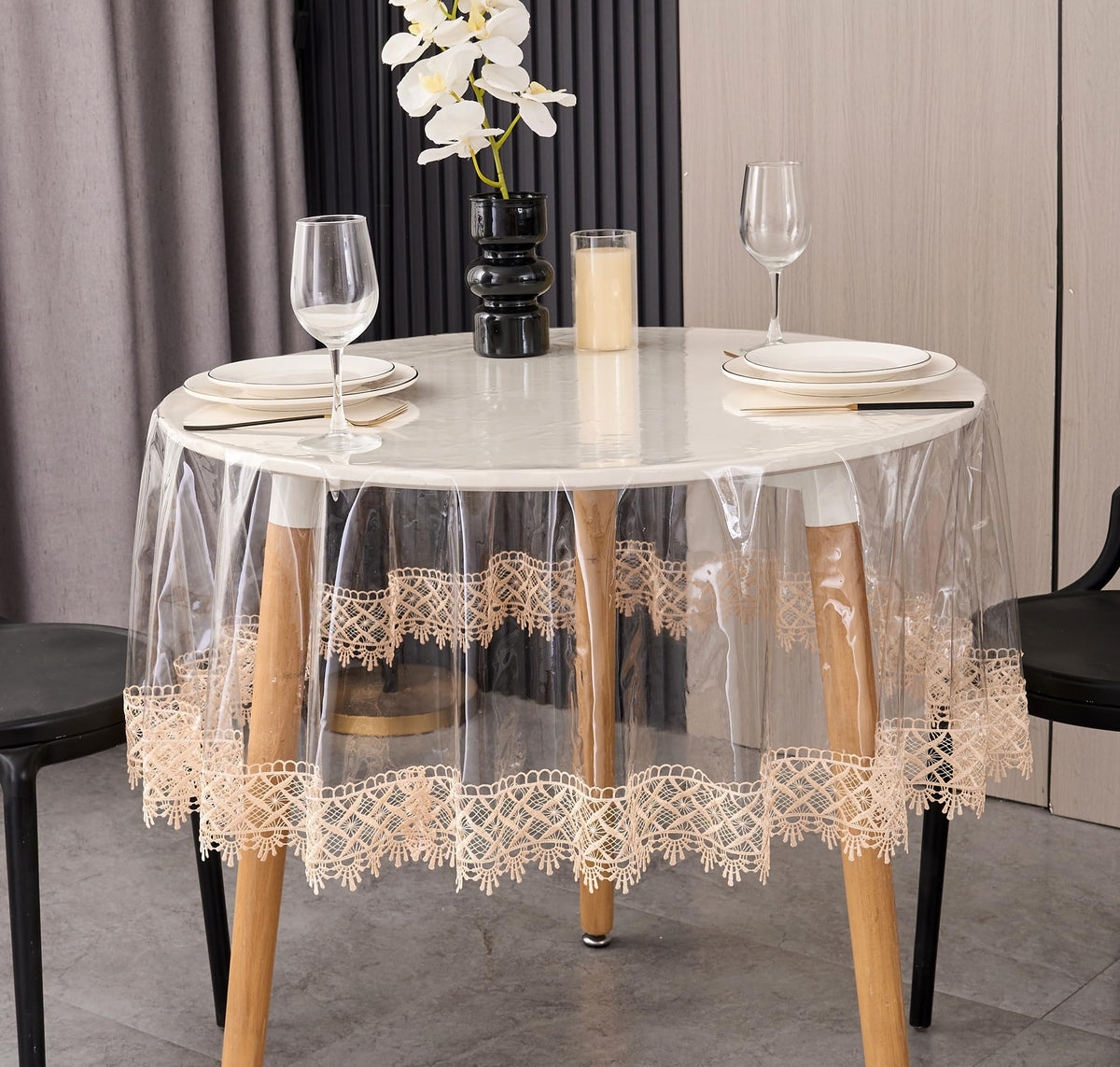Pioggia Clear Vinyl Tablecloth Protector Waterproof/Oil-Proof PVC Table Cloth Transparent Sheet Table Cover (48'' Round)