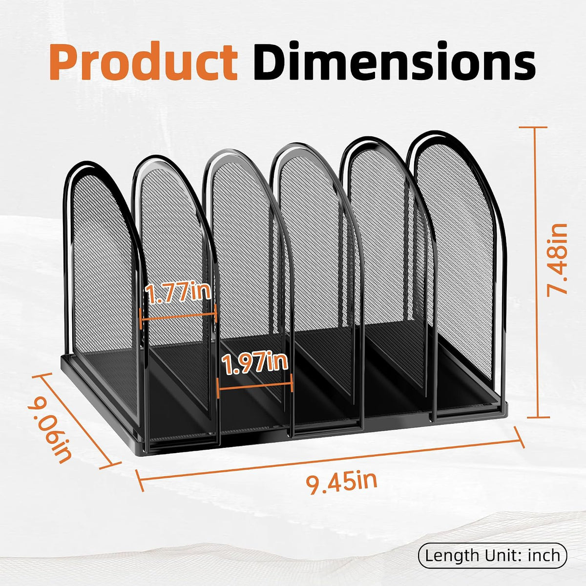 SUPEASY 5-Section Vertical File Organizer, Mesh Desk Organizer, Black