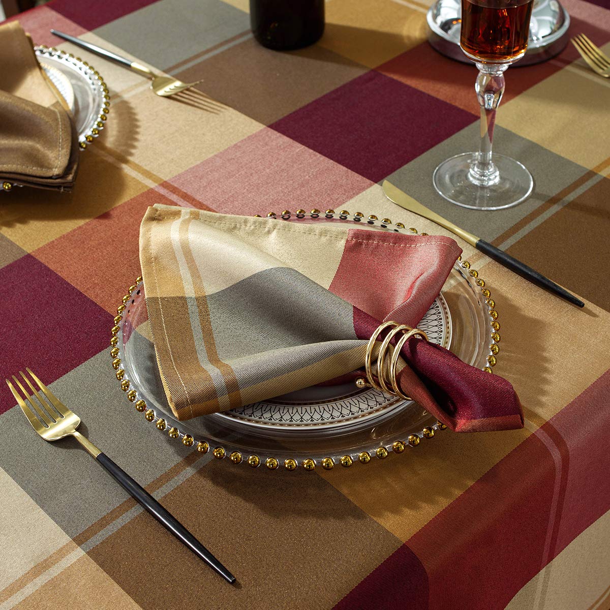 SASTYBALE Rectangle Tablecloth, 52" x 70" Checkered, Red
