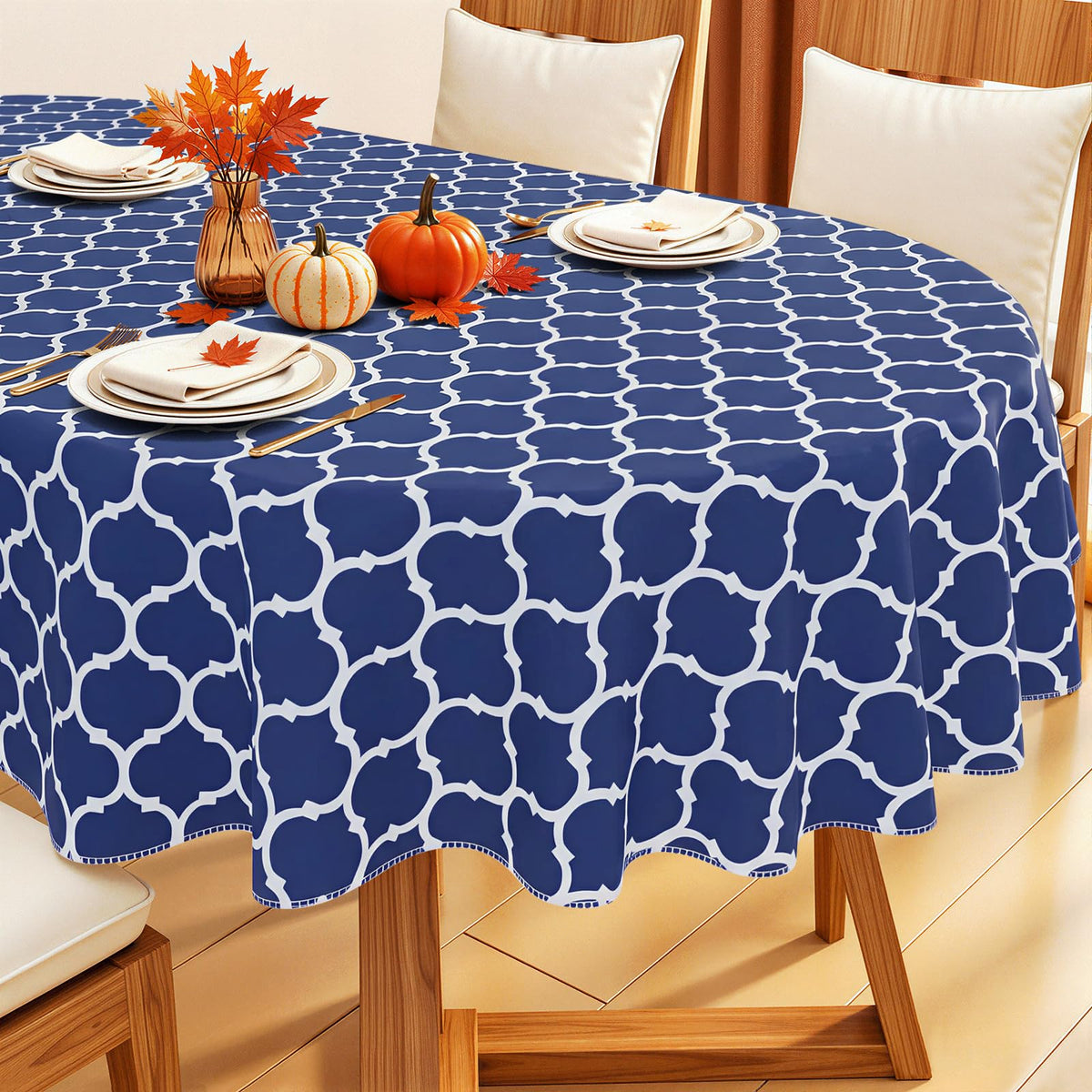 Smiry Rectangle Table Cloth, Flannel Backed Vinyl Tablecloth, 60"x84"