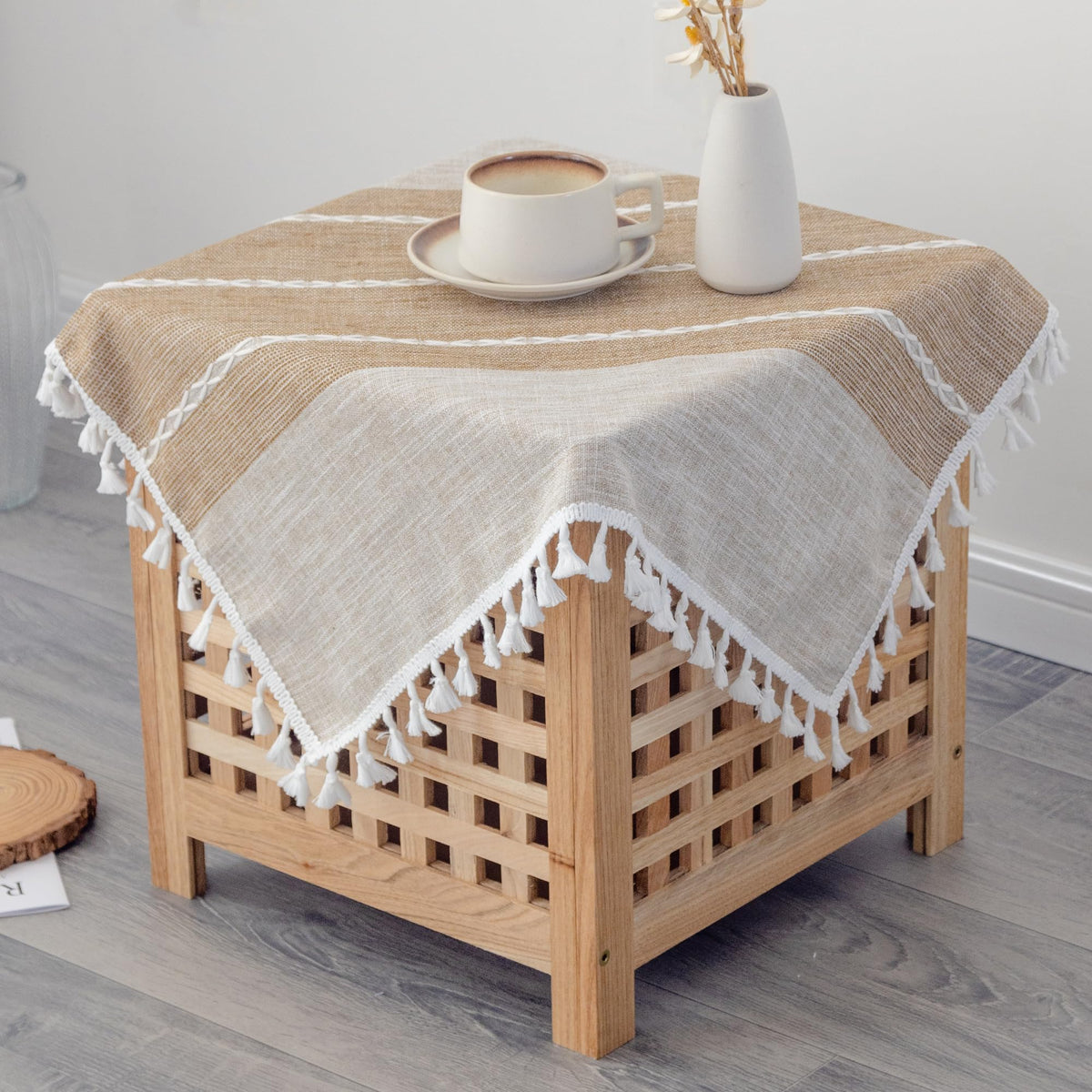 Waterproof Cotton Linen Washable Round Tablecloth 52 Inch Grey