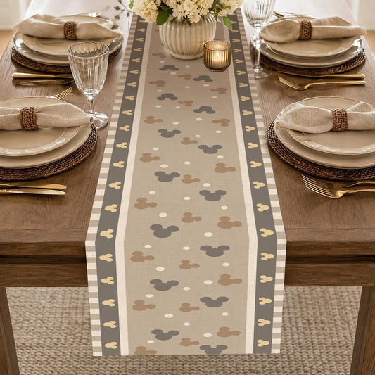 Seliem Cute Grey Table Runner, Grey Polka Dot Kitchen Dining Table Decor