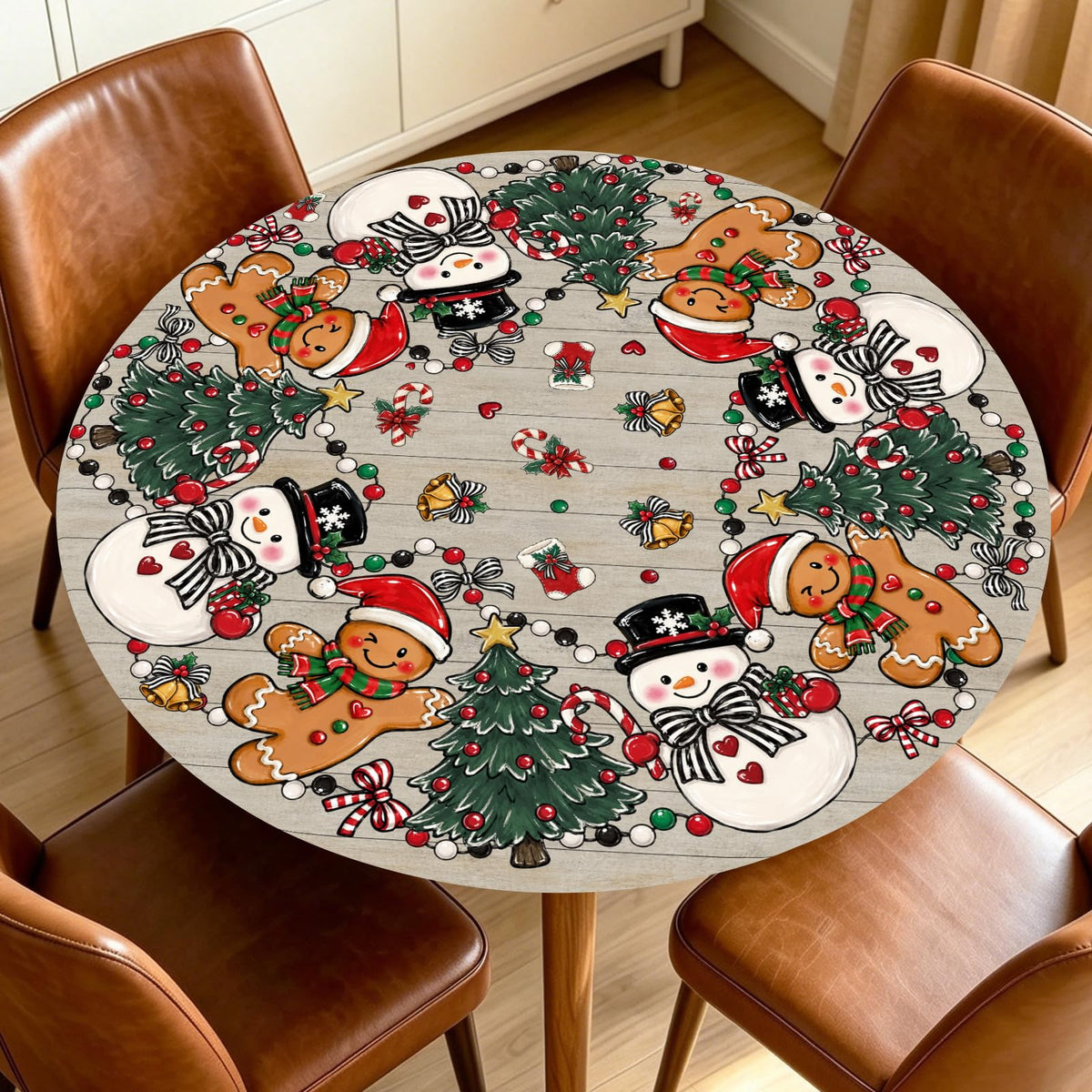 Fall Round Fitted Tablecloth with Elastic Edge Orange Blue White Thanksgiving Pumpkin Table Cover 40-44 Inch Autumn Leaf Washable Table Cloth for Kitchen Dining Room Party Decor