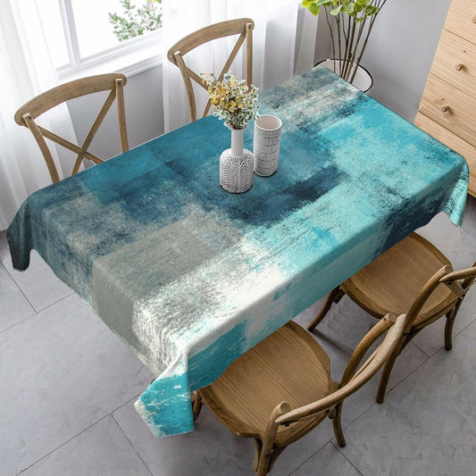 Teal and Grey Table Cloth Turquoise Tablecloth Rectangle Washable Table Cover for Decoration Kitchen Dining Room 60x90 Inch