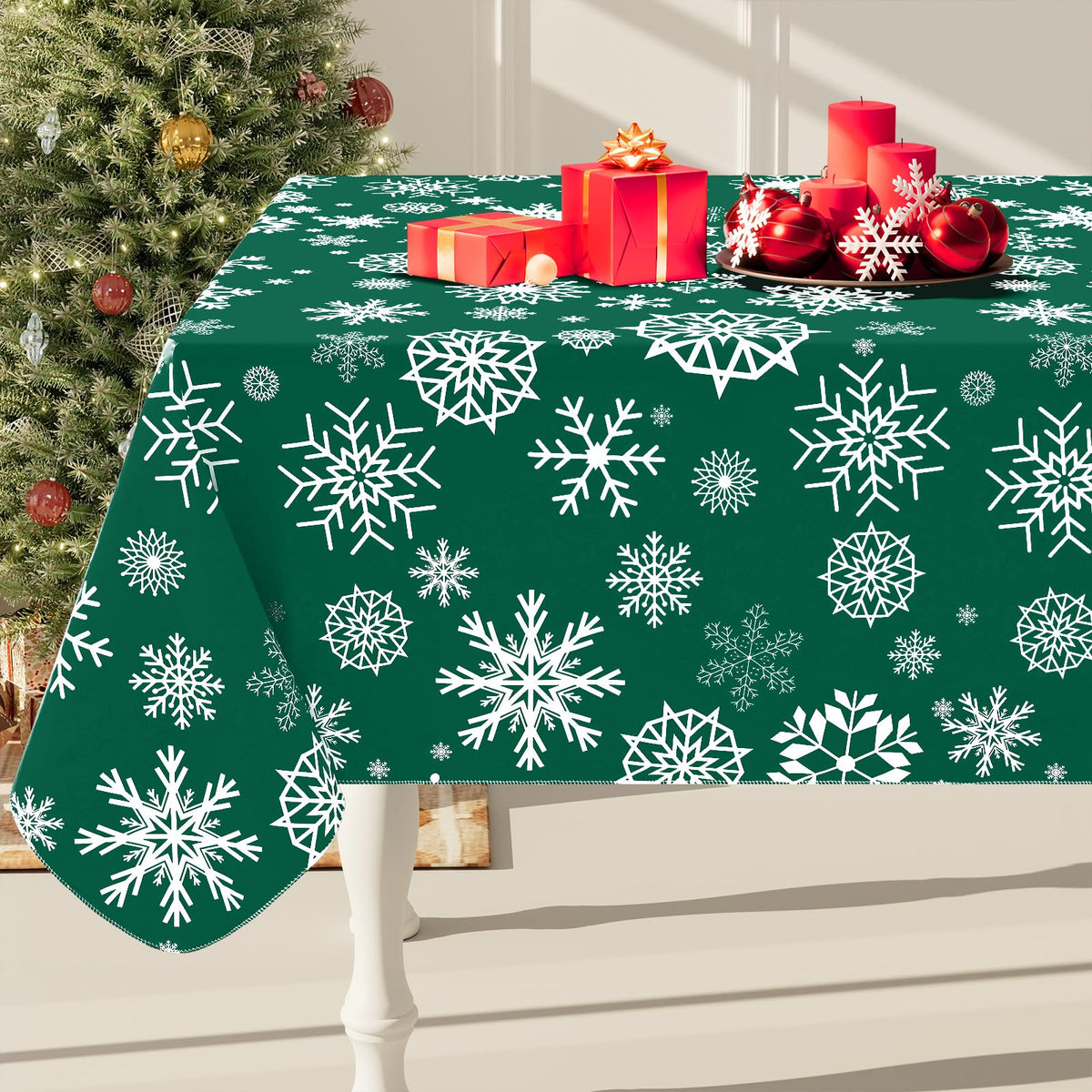 Smiry Rectangle Table Cloth, Flannel Backed Vinyl Tablecloth, 60"x84"