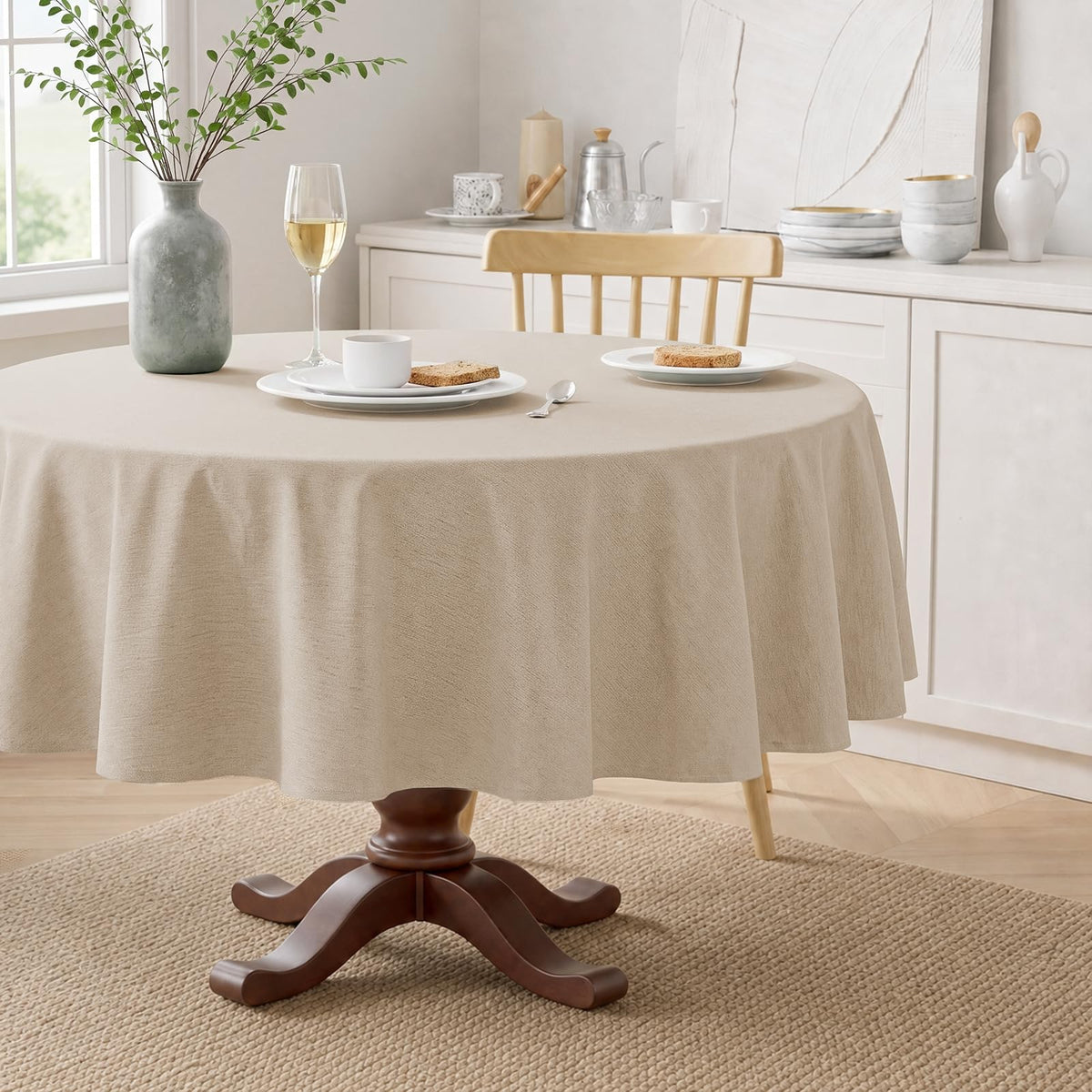 Veblandy Faux Linen Rectangle Tablecloth Waterproof 52x70 inch Table Cloth Stain and Wrinkle Resistant Washable, Decorative Fabric Table Cover for Dining, Kitchen, Wedding and Parties, Coffee