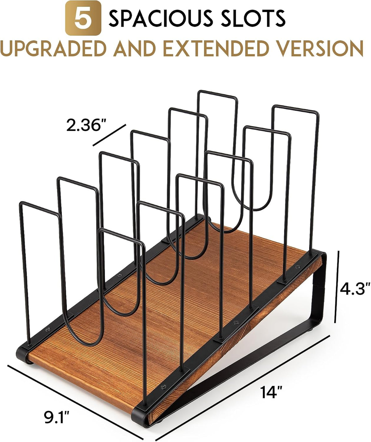HULISEN Inclined Desk File Organizer, Extended 5 Slots File Folder Holder