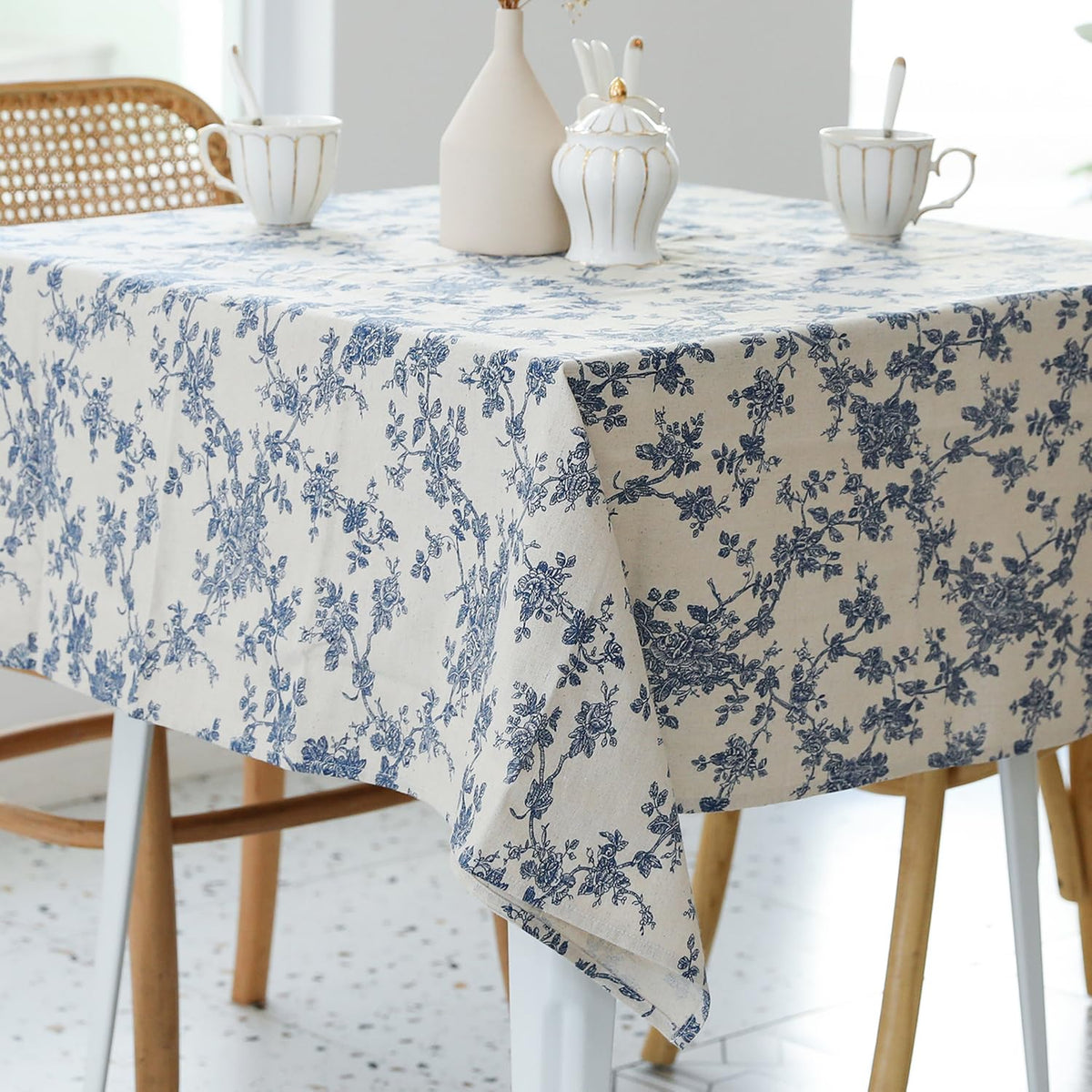 YiHomer Pastoral Rectangle Table Cloth 100% Polyester Fabric 52 x 70 Inch