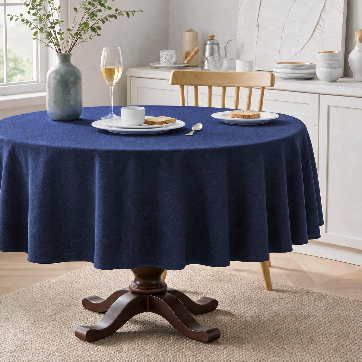 Veblandy Faux Linen Rectangle Tablecloth Waterproof 52x70 inch Table Cloth Stain and Wrinkle Resistant Washable, Decorative Fabric Table Cover for Dining, Kitchen, Wedding and Parties, Coffee