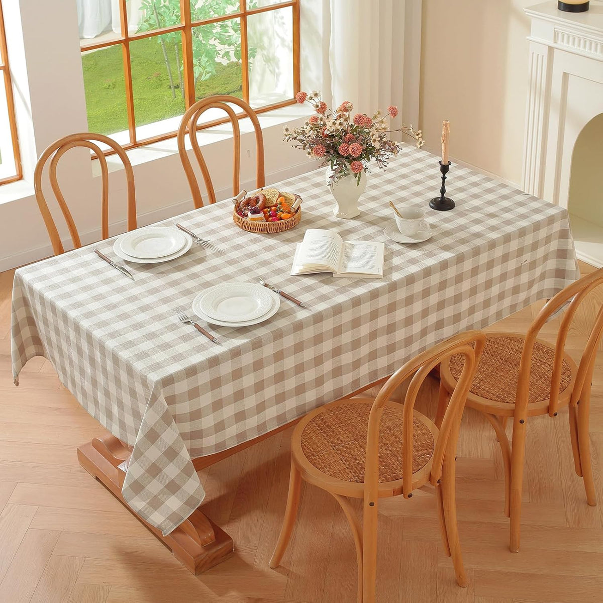 Gingham Tablecloths Rectangular Washable Picnic Table Cover 55”x 70”