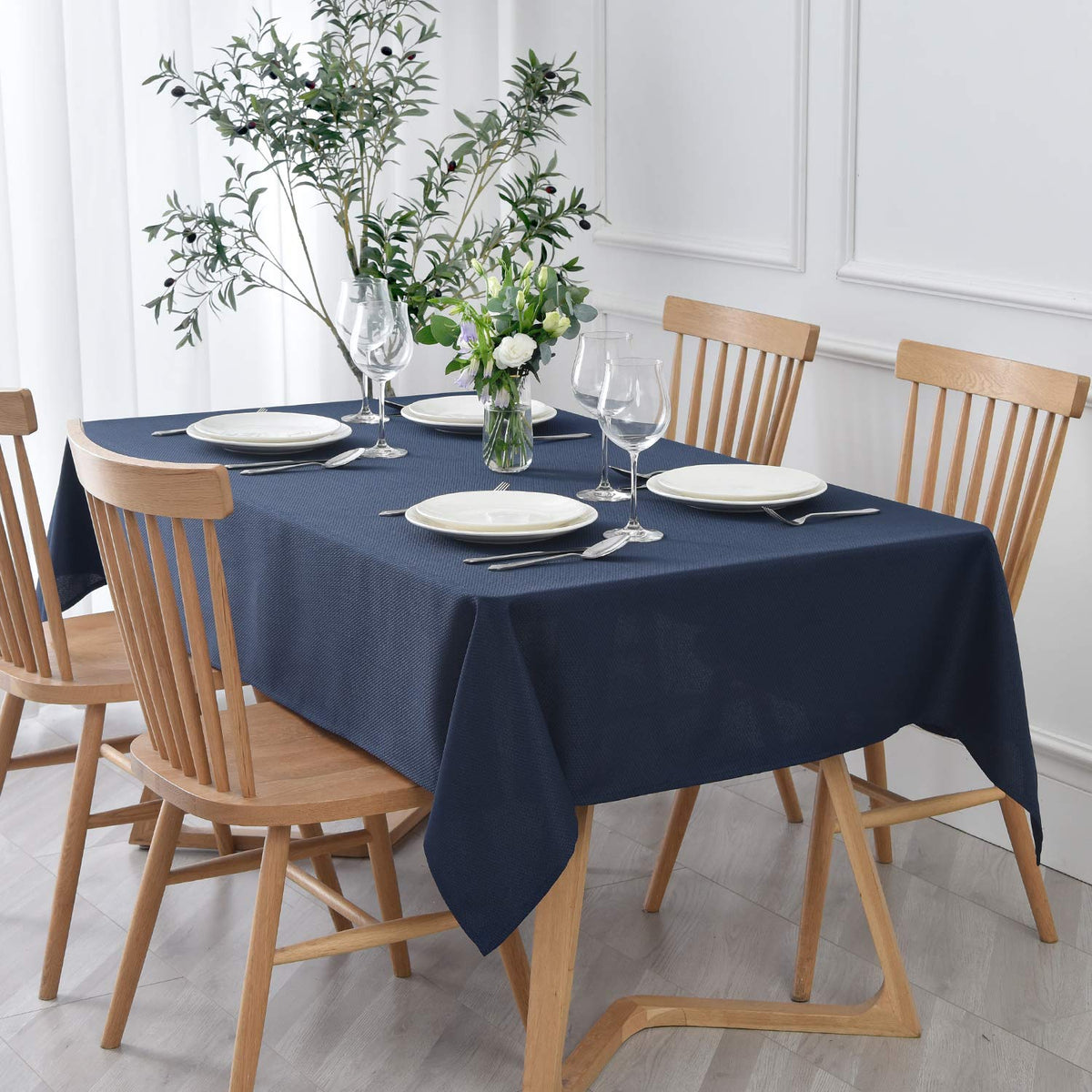 maxmill Rectangle Textured Tablecloth Waterproof Spillproof Wrinkle Free Table Cloth, Kitchen Dining Tabletop Decoration, Fabric Table Cover for Outdoor and Indoor Use, 52 x 70 Inch, Beige