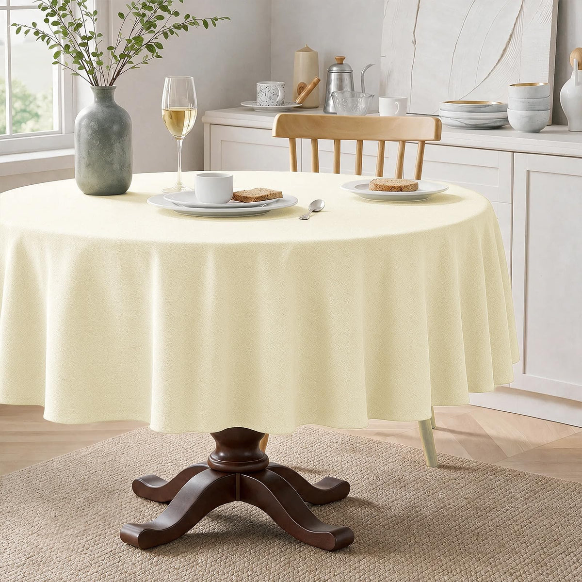 Veblandy Faux Linen Rectangle Tablecloth Waterproof 52x70 inch Table Cloth Stain and Wrinkle Resistant Washable, Decorative Fabric Table Cover for Dining, Kitchen, Wedding and Parties, Coffee