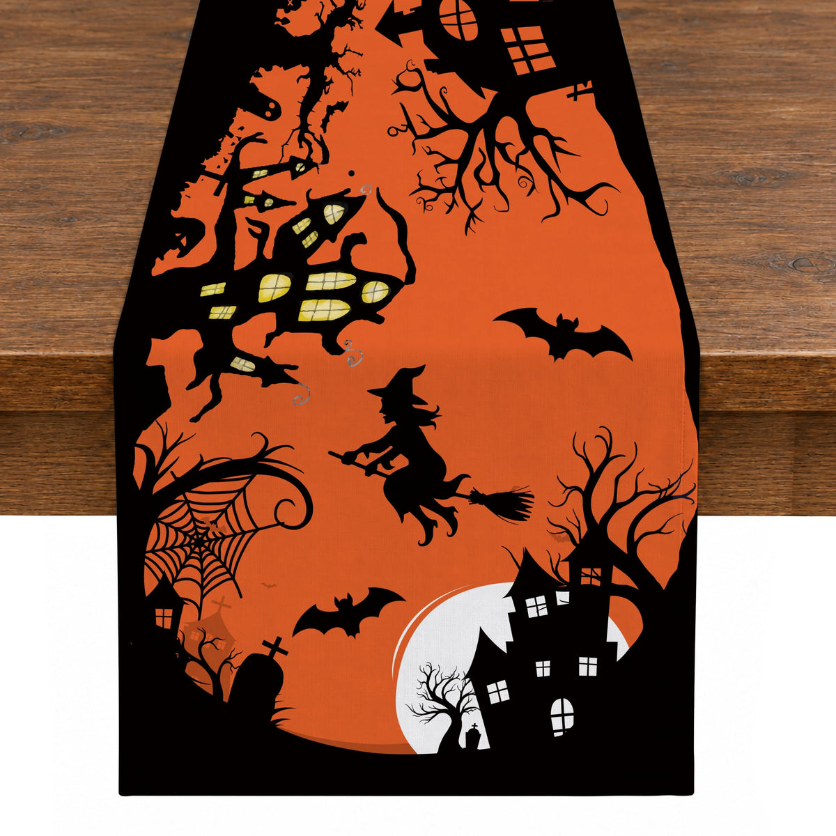 Halloween Spooky Haunted House Dining Table Runner