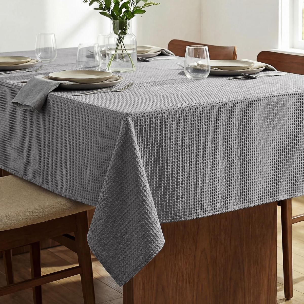 H.VERSAILTEX Rectangle Tablecloth Waffle Textured Waterproof Table Cloth Stain Resistant Wrinkle Free Washable Decorative Table Cover for Dining, Kitchen, Wedding and Parties (54x108 Inch,Taupe)