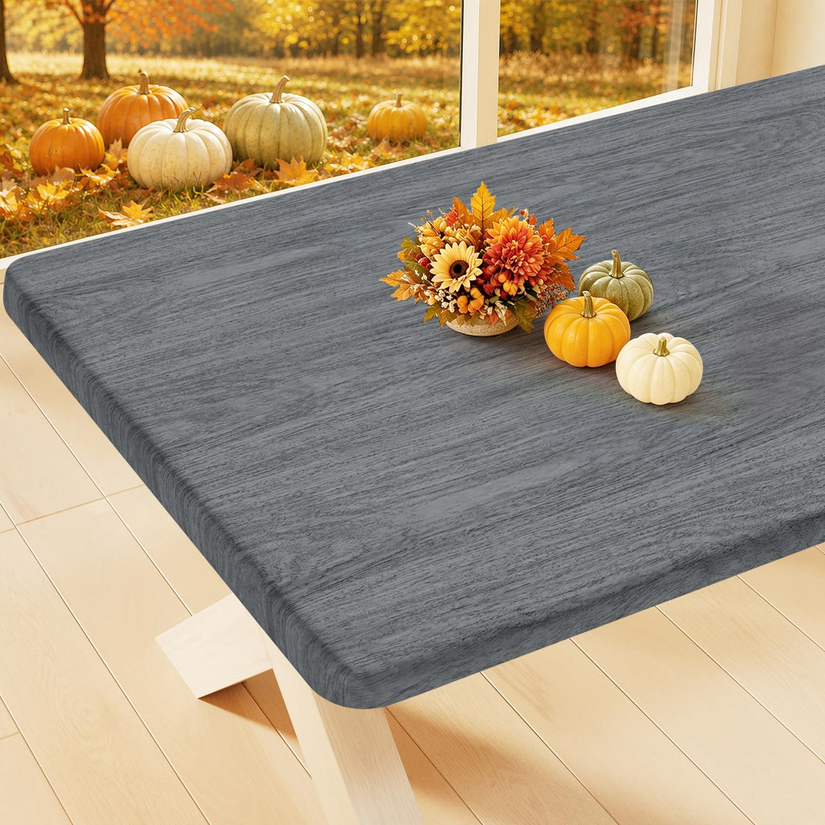Smiry Rectangle Table Cloth, Waterproof Plastic Table Cover for 6FT Tables
