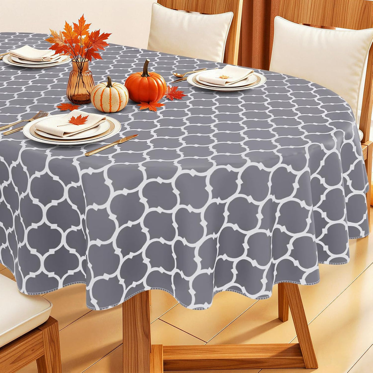 Smiry Rectangle Table Cloth, Flannel Backed Vinyl Tablecloth, 60"x84"