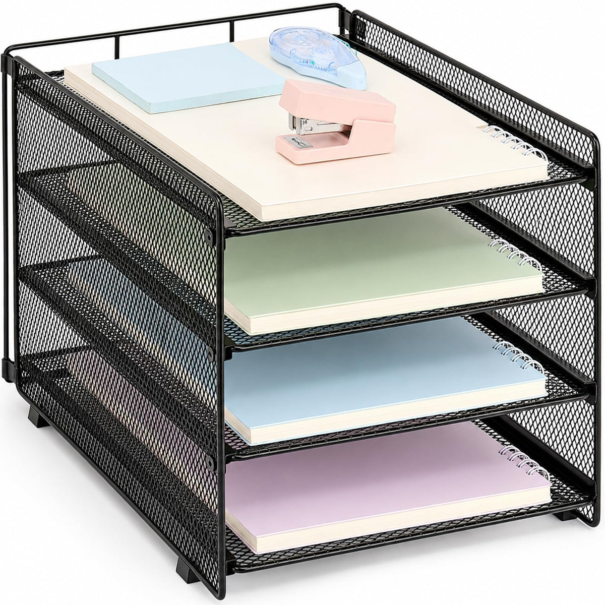 OPNICE Desk Organizer, 5-Tier Paper Organizer Letter Tray, Black