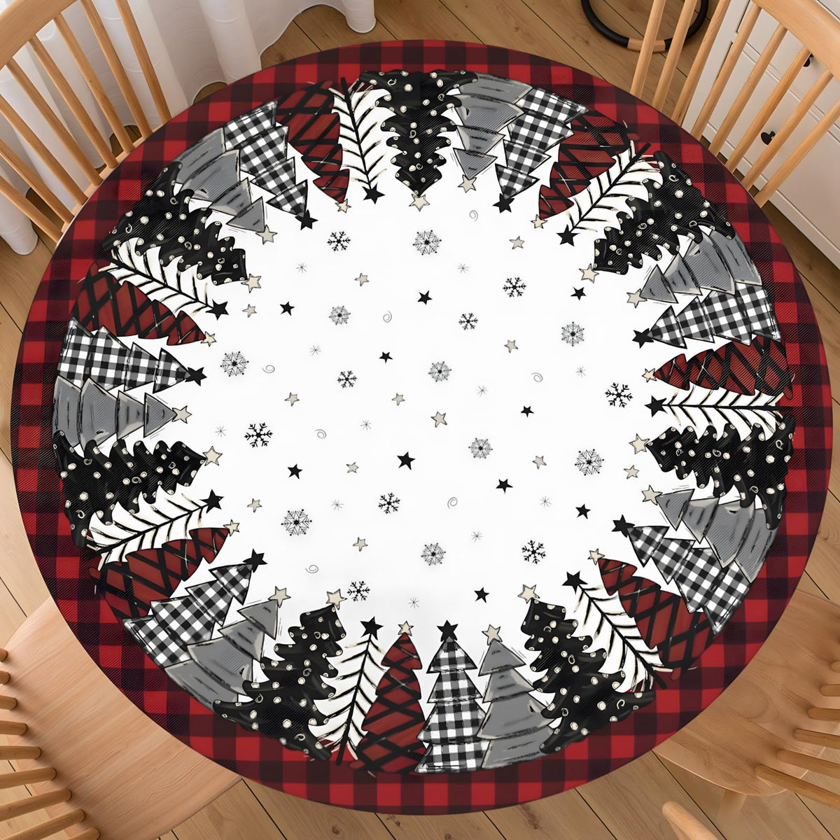 Fall Round Fitted Tablecloth with Elastic Edge Orange Blue White Thanksgiving Pumpkin Table Cover 40-44 Inch Autumn Leaf Washable Table Cloth for Kitchen Dining Room Party Decor