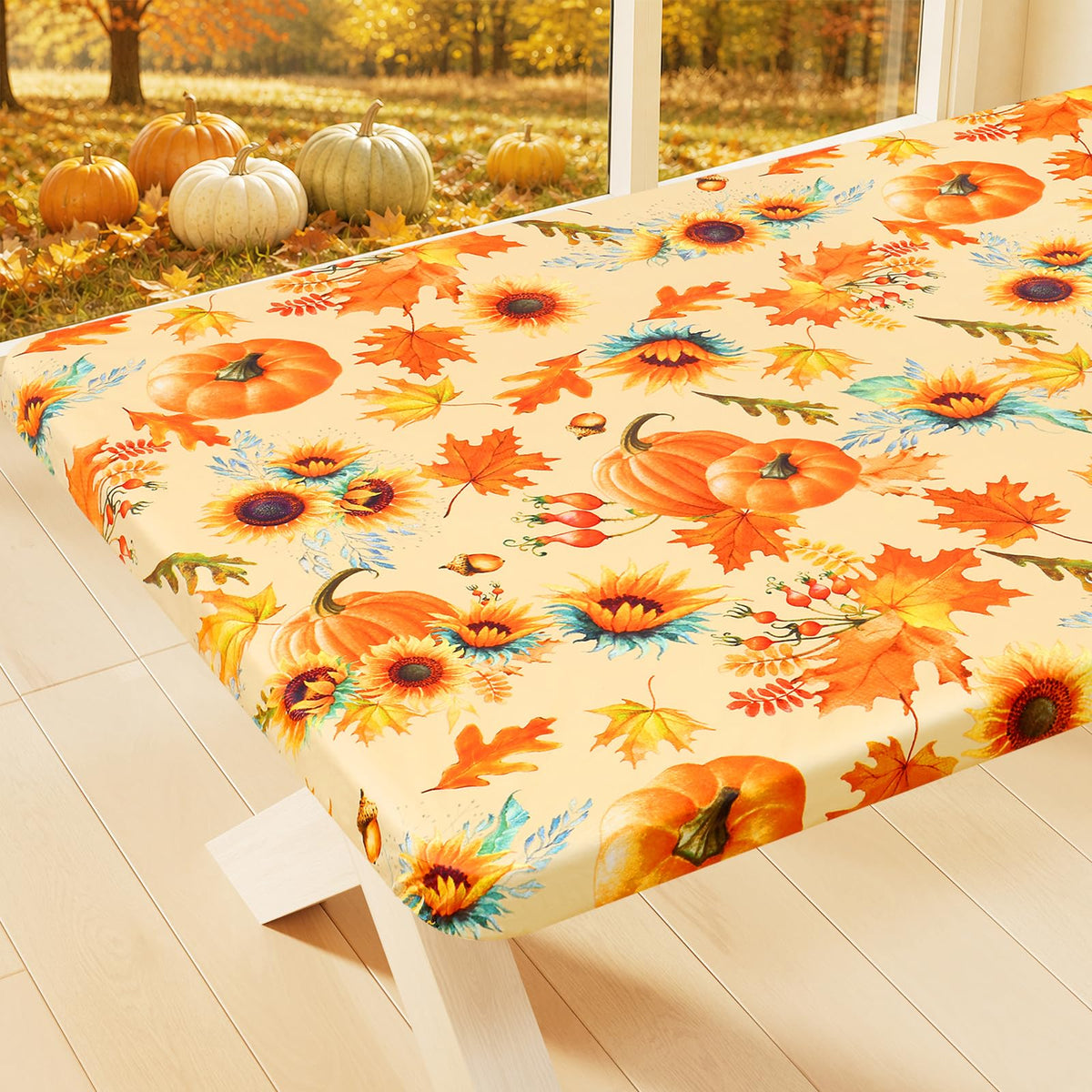 Smiry Rectangle Table Cloth, Waterproof Plastic Table Cover for 6FT Tables