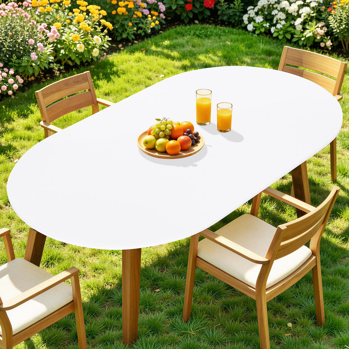 Moosfor Spandex Round Tablecloth, Fitted Table Cloth for 45"-56" Tables