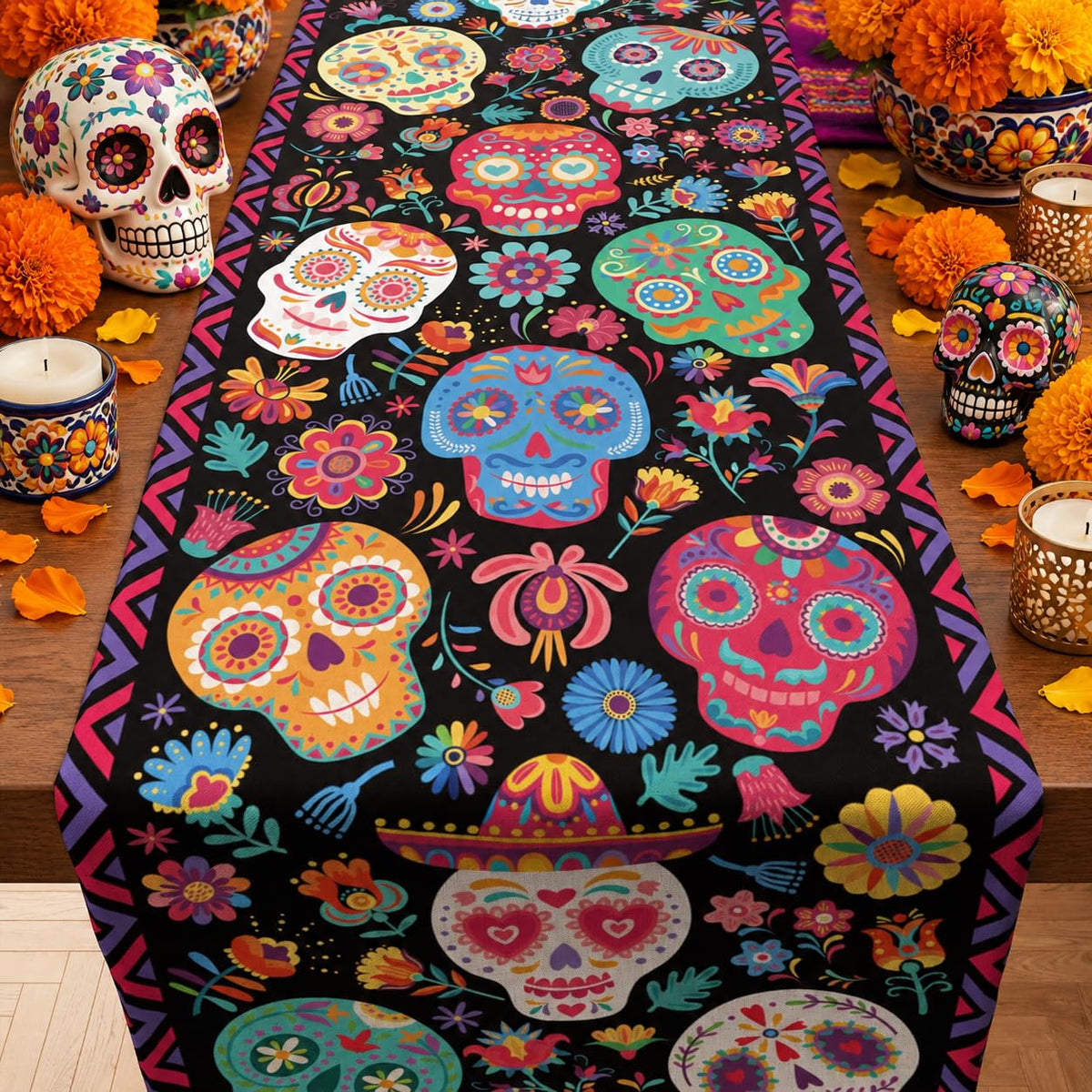 OHOME Fall Decor - Stained Glass Table Runner