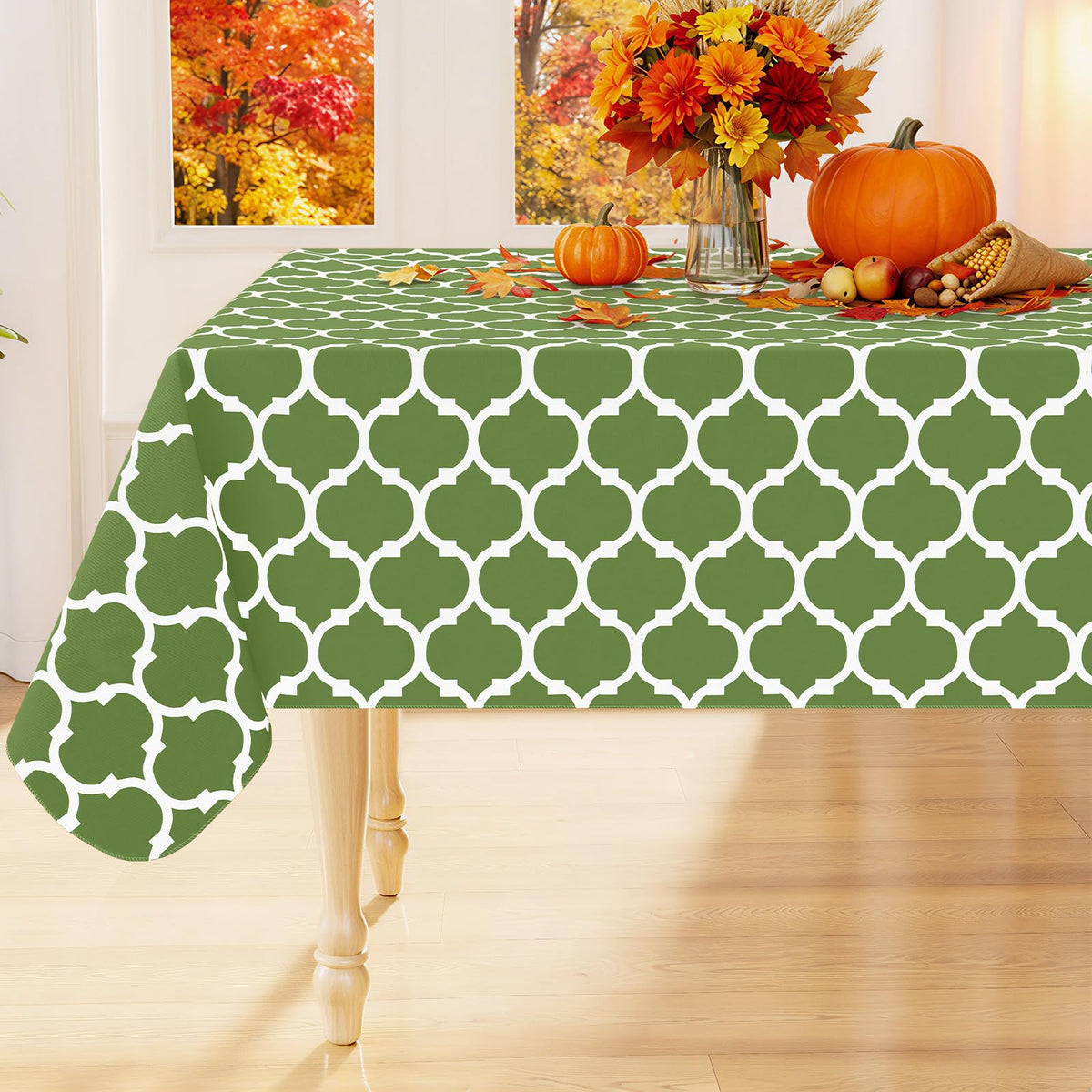 Smiry Rectangle Table Cloth, Flannel Backed Vinyl Tablecloth, 60"x84"