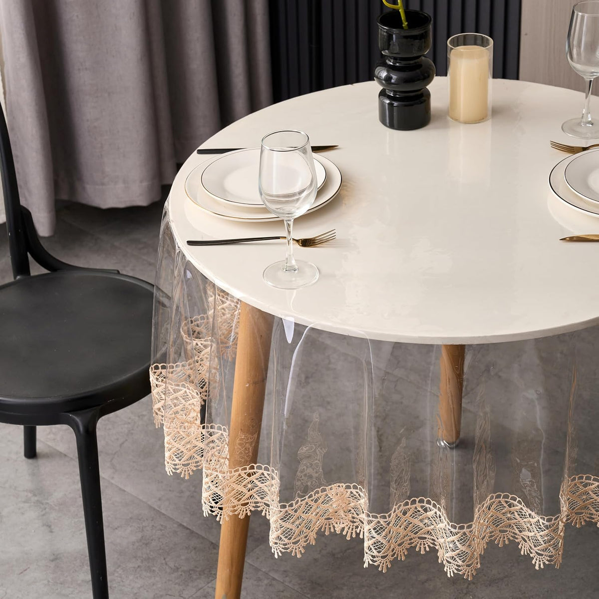 Pioggia Clear Vinyl Tablecloth Protector Waterproof/Oil-Proof PVC Table Cloth Transparent Sheet Table Cover (48'' Round)