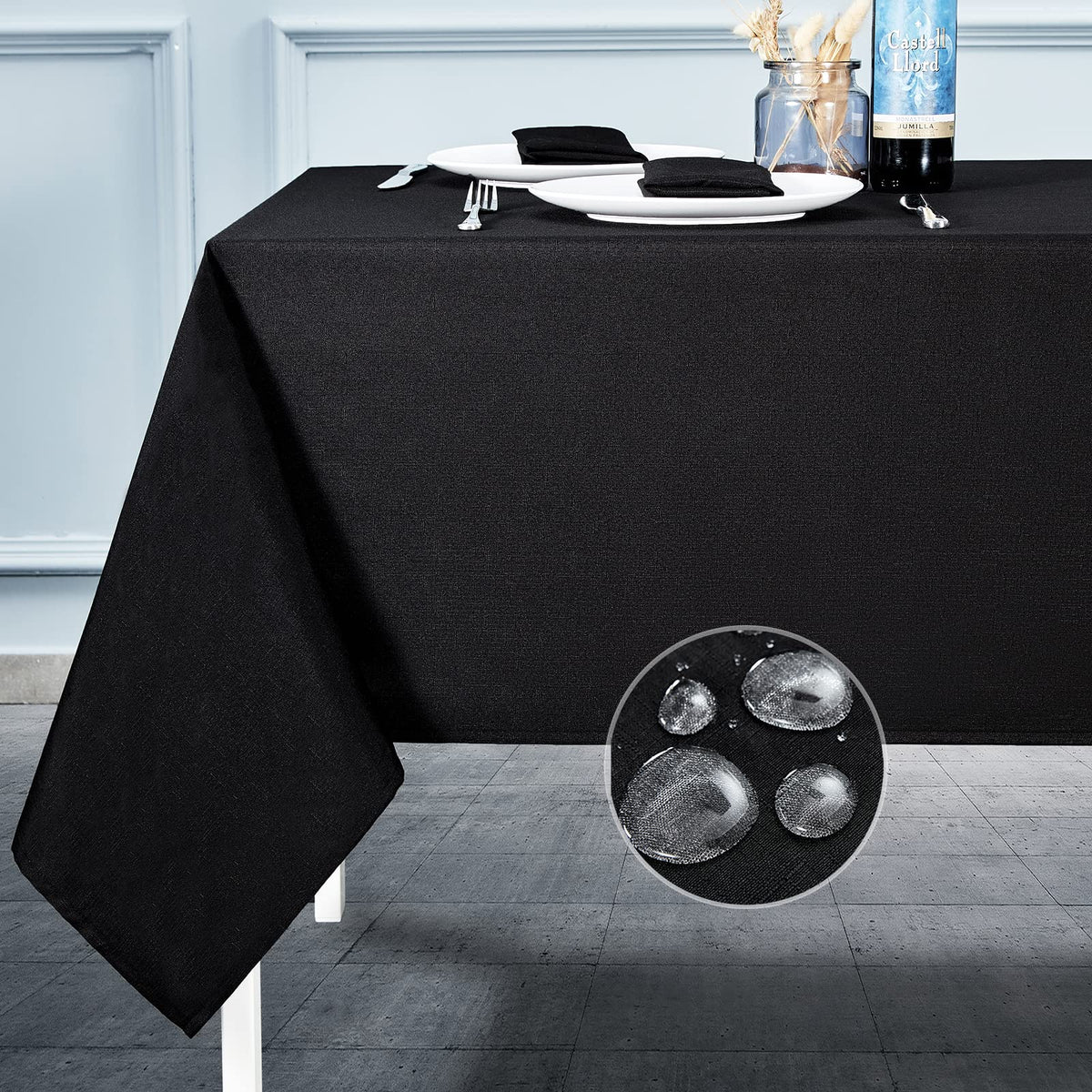 Mebakuk Rectangle Table Cloth Linen Farmhouse Tablecloth Waterproof Anti-Shrink Soft and Wrinkle Resistant Decorative Fabric Table Cover for Kitchen (Flaxen, 52" x 70" (4-6 Seats))