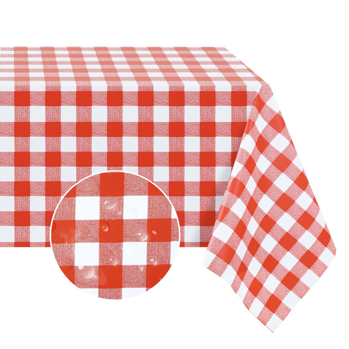 Romanstile Gingham Vinyl Tablecloth, Rectangle 54 x 78, Light Blue