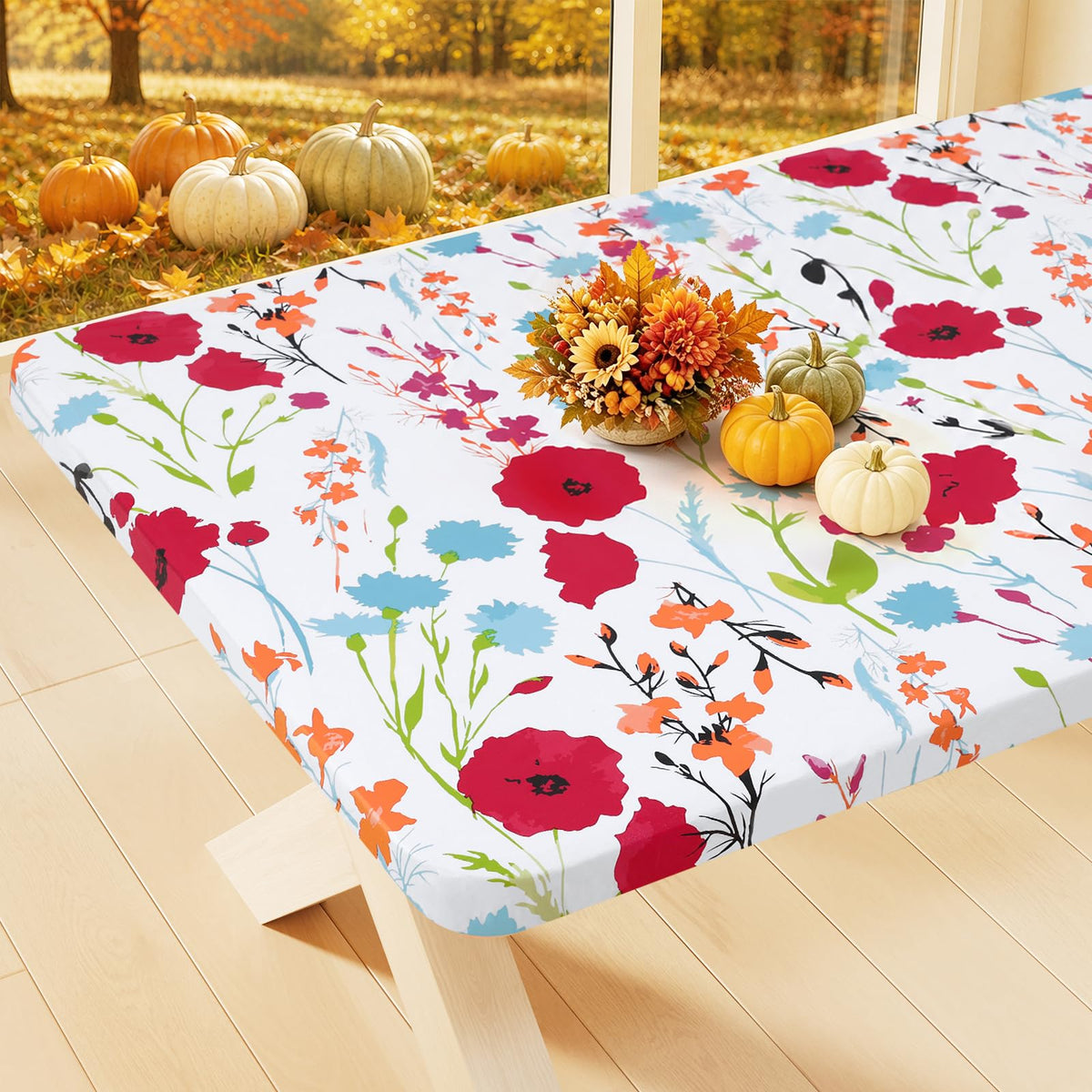 Smiry Rectangle Table Cloth, Waterproof Plastic Table Cover for 6FT Tables