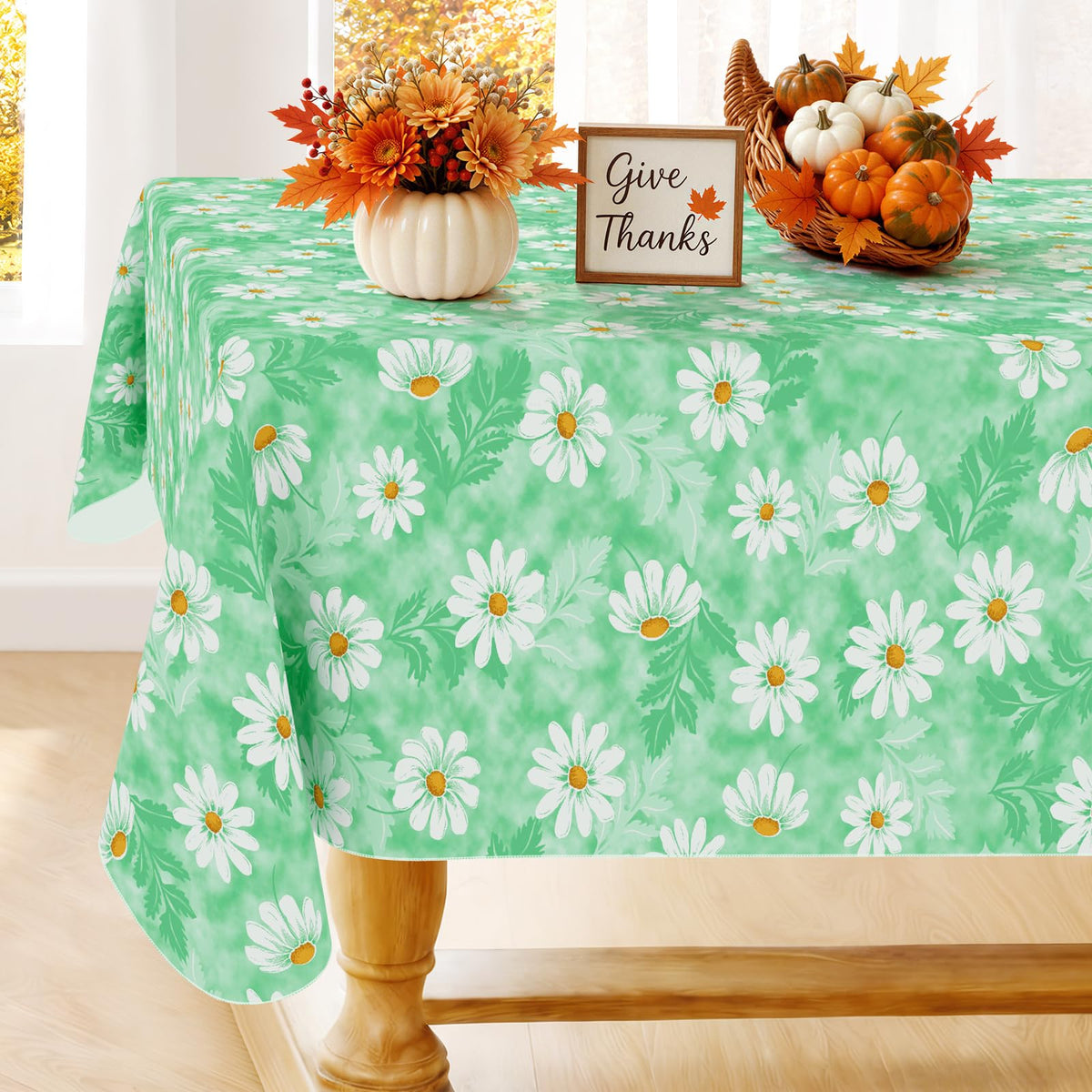 Smiry Rectangle Table Cloth, Waterproof Vinyl Tablecloths with Flannel Backing, Wipeable Spillproof Plastic Wood Grain Table Cover for Dining, Indoor and Outdoor (Beige, 60 "x 84")