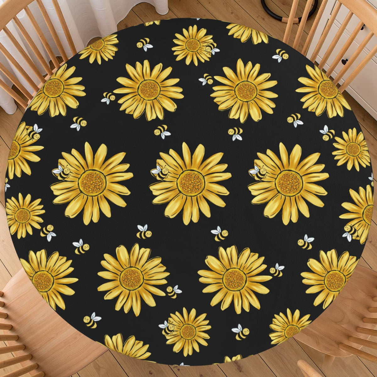 Halloween Polka Dot Round Fitted Tablecloth with Elastic Black Cat Ghost Pumpkin Bat Bowtie Whimsical Table Cloth Decorative Washable Spooky Cute Table Cover Outdoor Kitchen Dining for 44"-48" Table