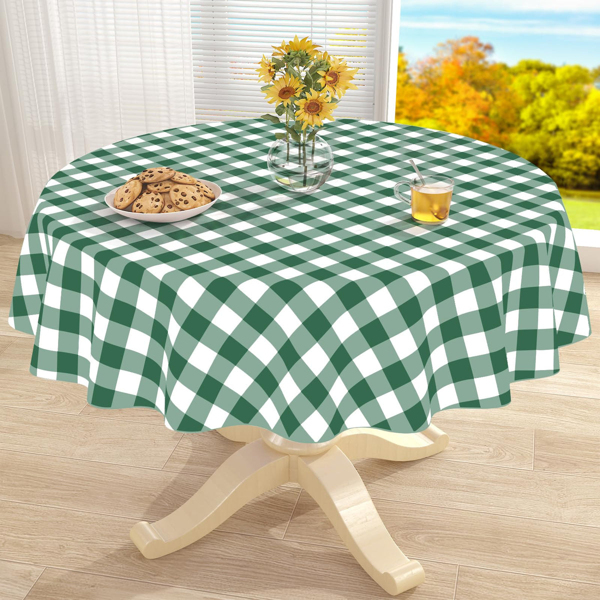 misaya Rectangular Waterproof Vinyl Table Cloth, Flannel Backed Tablecloth