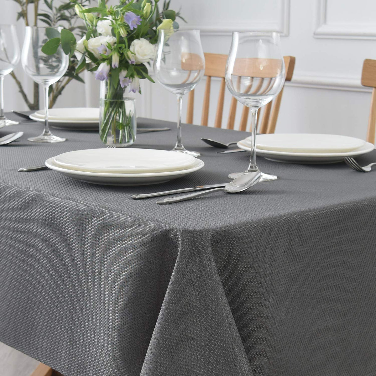 maxmill Rectangle Textured Tablecloth Waterproof Spillproof Wrinkle Free Table Cloth, Kitchen Dining Tabletop Decoration, Fabric Table Cover for Outdoor and Indoor Use, 52 x 70 Inch, Beige