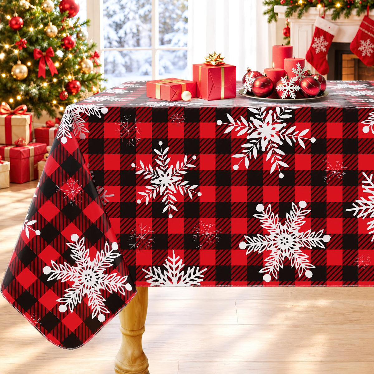 Smiry Rectangle Table Cloth, Waterproof Vinyl Tablecloths with Flannel Backing, Wipeable Spillproof Plastic Wood Grain Table Cover for Dining, Indoor and Outdoor (Beige, 60 "x 84")
