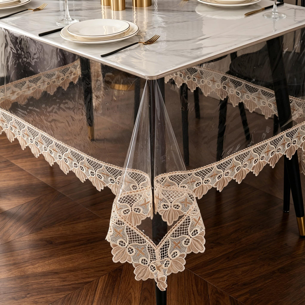 Pioggia Clear Vinyl Tablecloth Protector Waterproof/Oil-Proof PVC Table Cloth Transparent Sheet Table Cover (48'' Round)