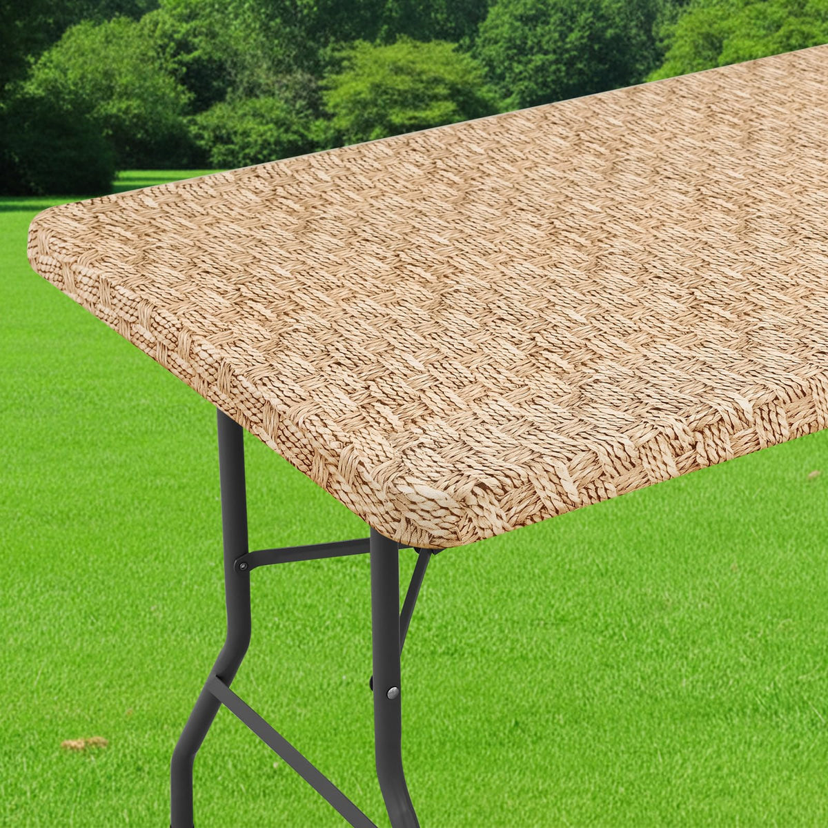 Smiry Spandex Printed 6FT Rectangle Table Cloth, Elastic Fitted Table Cover