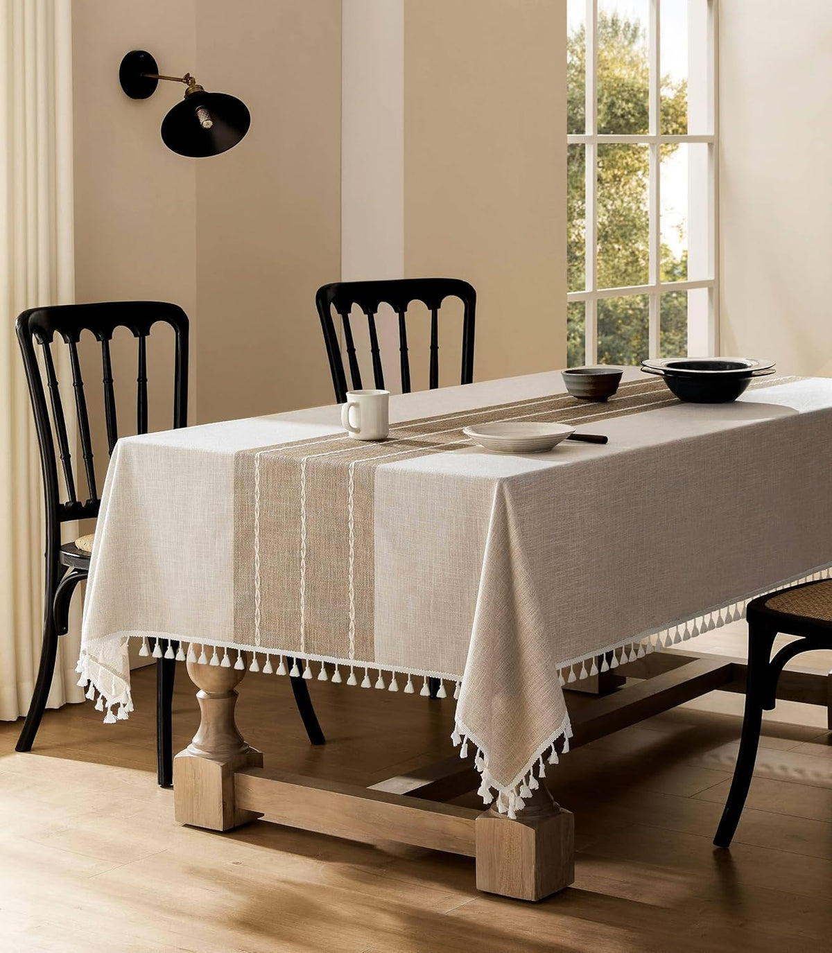 ZeeMart Contrast Linen Square Table Cloth 60x60 Inch Brown